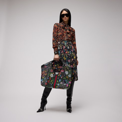 Gucci Giglio Flora系列大号托特包