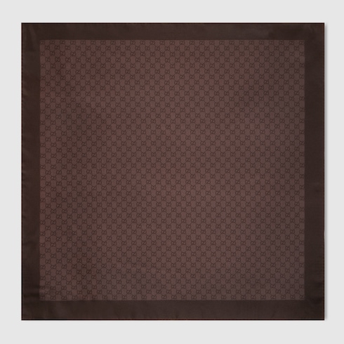 GG silk twill jacquard carré in brown | GUCCI® US