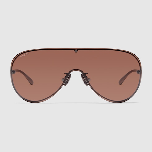 Mask frame sunglasses in brown | GUCCI® US