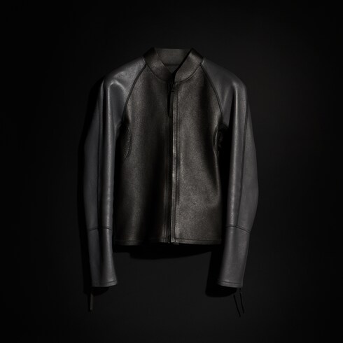 เสื้อแจ็คเก็ตหนังลายเกรน zip jacket