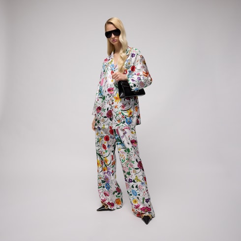 Hose aus Seidentwill mit Print