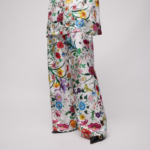 Hose aus Seidentwill mit Print