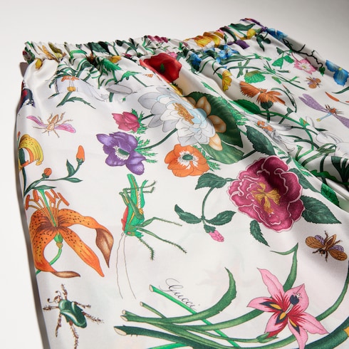 Pantaloni in twill di seta stampato