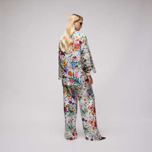 Printed silk twill shirt in multicolor | GUCCI® US
