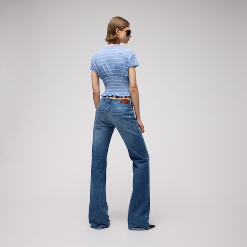 T-shirt in jersey di seta a righe