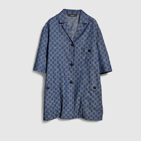 GUCCI GGコットンデニム ジャカード シャツ