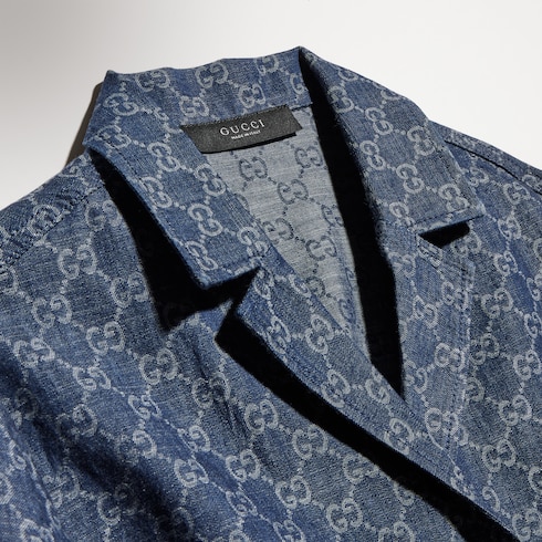 GG cotton denim jacquard shirt