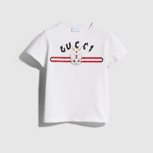 チルドレンズ〕プリント コットン Tシャツ ・ホワイト | GUCCI公式