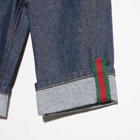 Pantalone neonato in denim con nastro Web