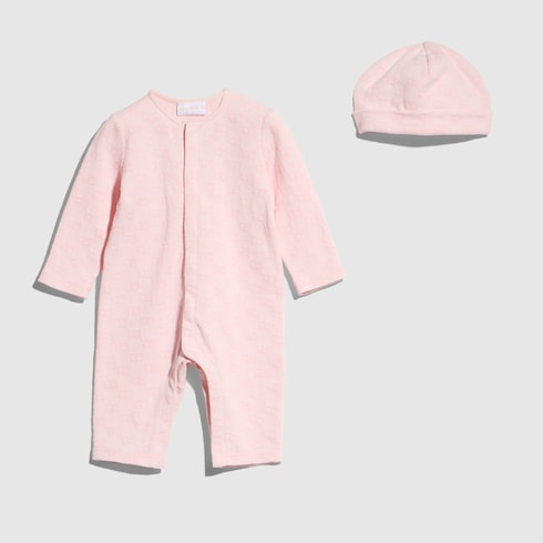 Baby GG cotton piquet gift set in light pink | GUCCI® US