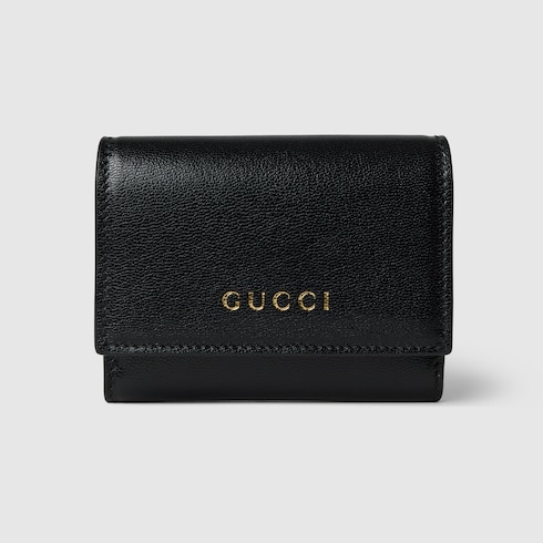 グッチ レタリング 二つ折りカードケース ・ブラックレザー | GUCCI公式