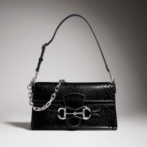 Horsebit Ristretto python medium shoulder bag