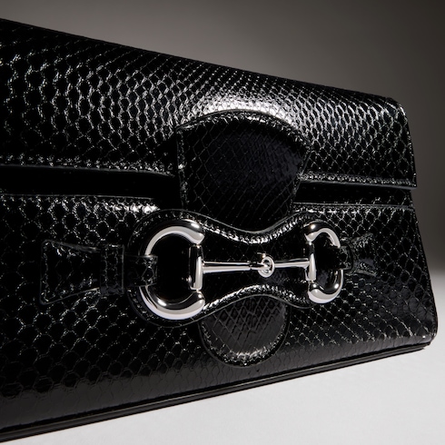 Horsebit Ristretto python medium shoulder bag