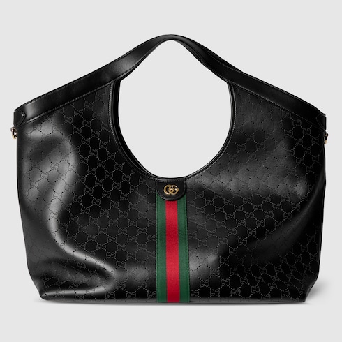 グッチ ジリオ〕ラージ トートバッグ ・ブラック GGレザー | GUCCI公式