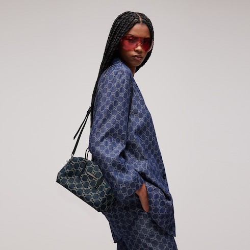 Bolsa boston pequeña con placa Gucci