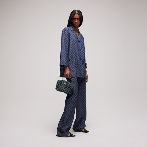 Bolsa boston pequeña con placa Gucci