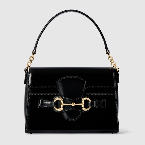 Small top handle bag with Horsebit in black leather | GUCCI® US