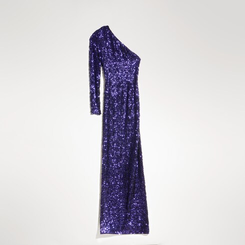 Embroidered silk georgette long dress