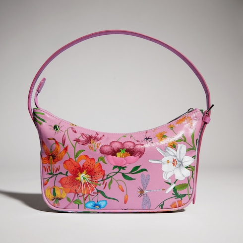 Lady Lunetta small shoulder bag in pink and multicolor canvas