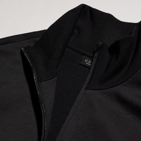 Chamarra con zipper de jersey de algodón y seda