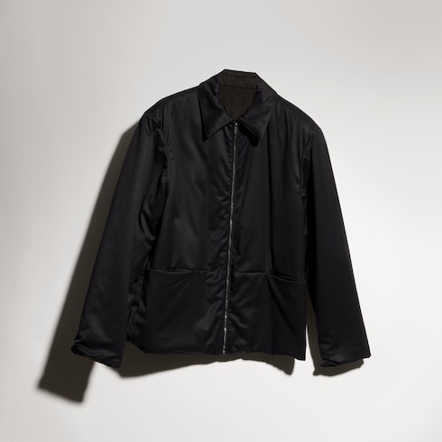 Reversible wool and nylon zip jacket