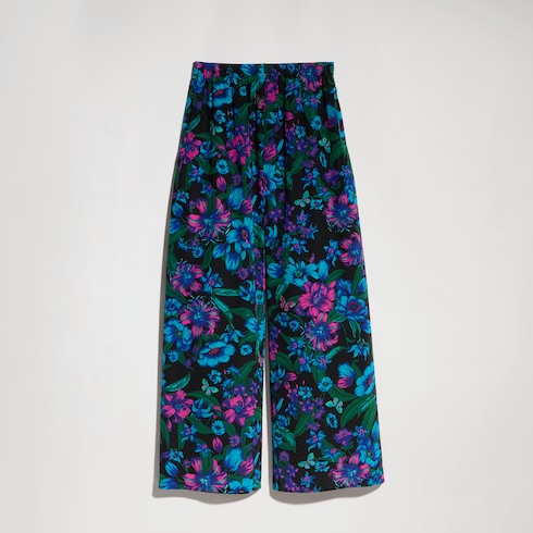 Freizeithose aus Seide mit Print