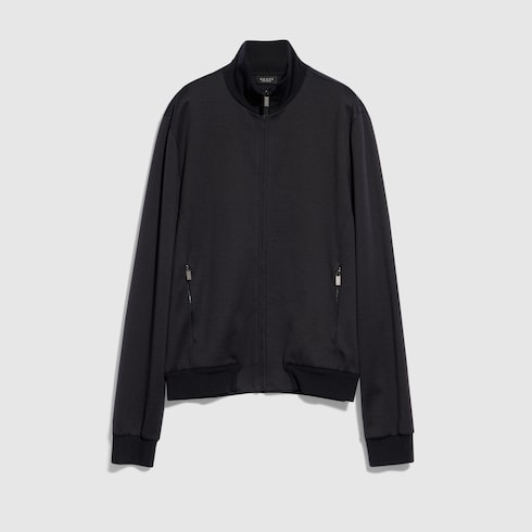 Silk cotton jersey zip jacket in black | GUCCI® LU