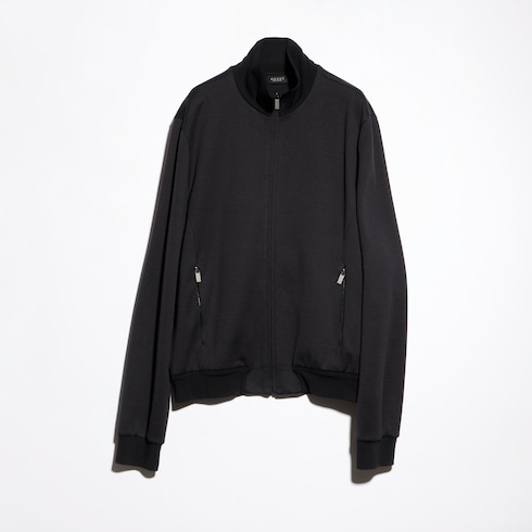 Chamarra con zipper de jersey de algodón y seda