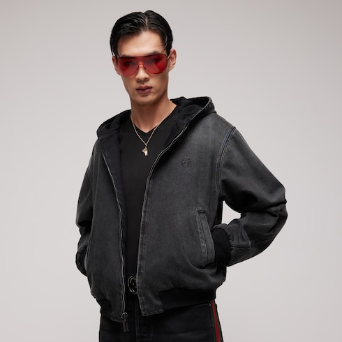 Veste zippée réversible en denim de coton
