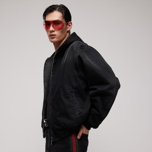 Reversible cotton denim zip jacket