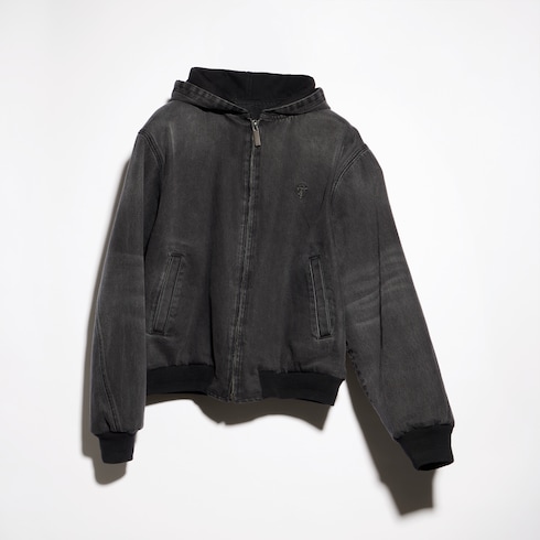 Veste zippée réversible en denim de coton