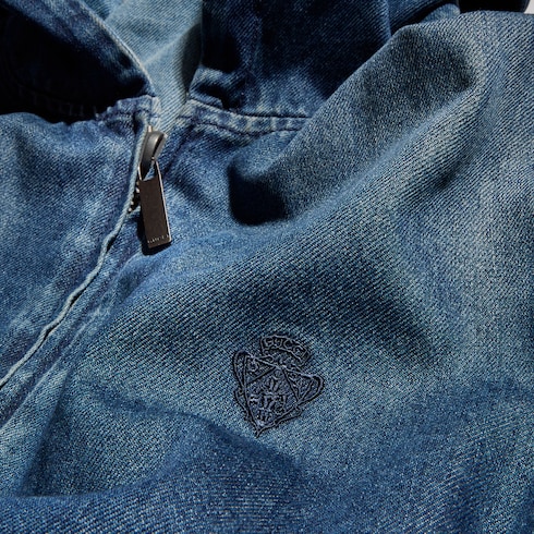Reversible cotton denim zip jacket
