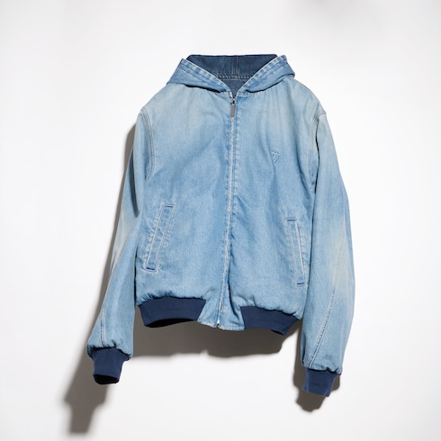 Giacca con cerniera reversibile in denim di cotone