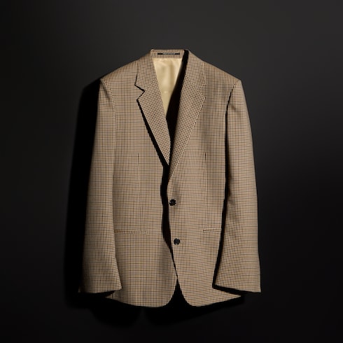 Chaqueta de botonadura sencilla de lana gingham