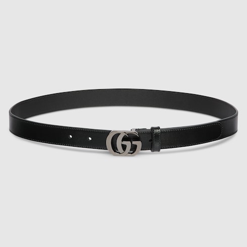 カット GGエンブレム〕スリムベルト ・ブラックレザー | GUCCI公式