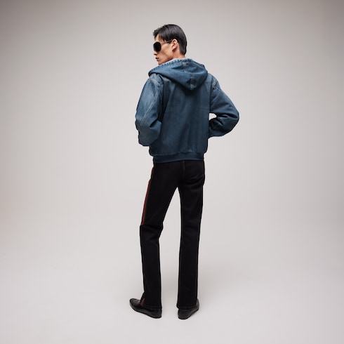 Chaqueta de denim y algodón reversible con cremallera