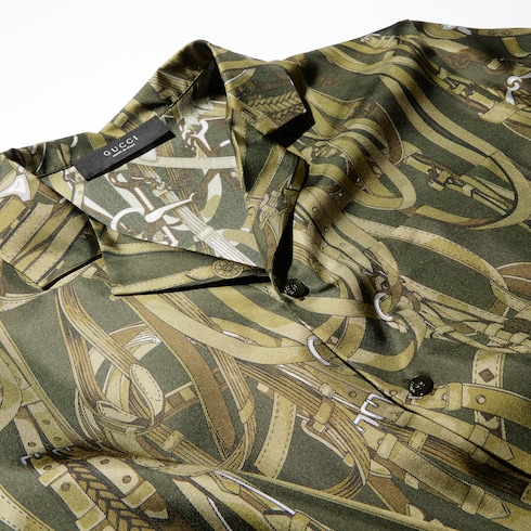 Printed silk bowling shirt