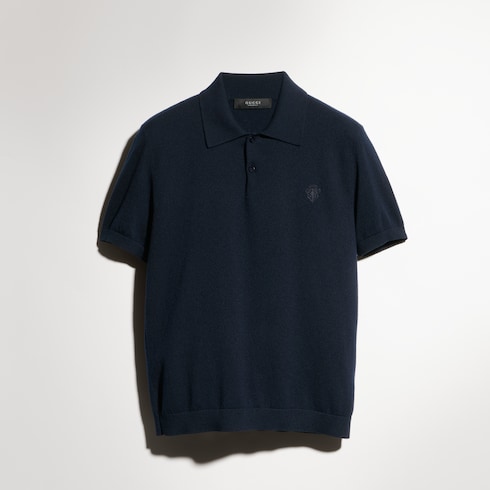 Polo in maglia di cashmere con ricamo