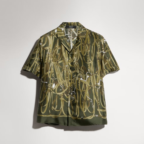 Chemise de bowling en soie à imprimé