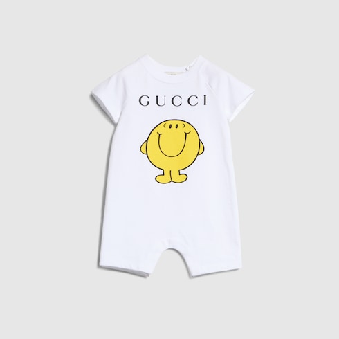 Baby cotton one-piece with prints in white | GUCCI® US