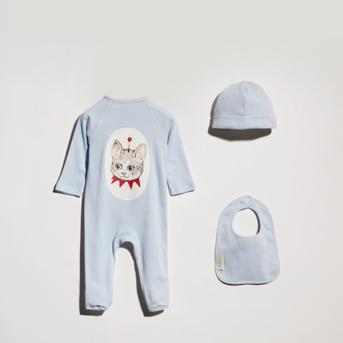 Baby cotton rib gift set with print