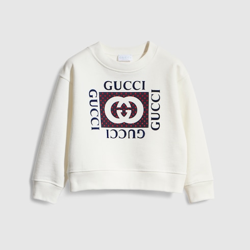 Children's cotton sweatshirt with print in white | GUCCI® FI