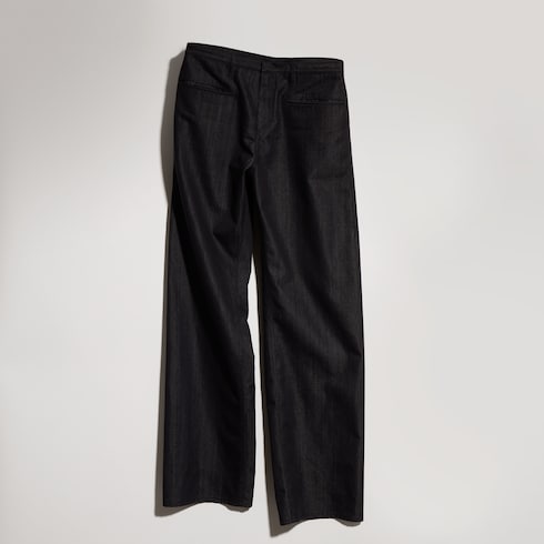 Loose fit cotton blend denim pants