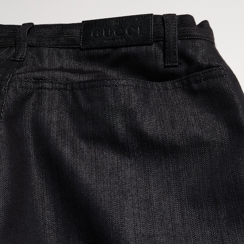 Pantalon en denim de mélange de coton coupe ample