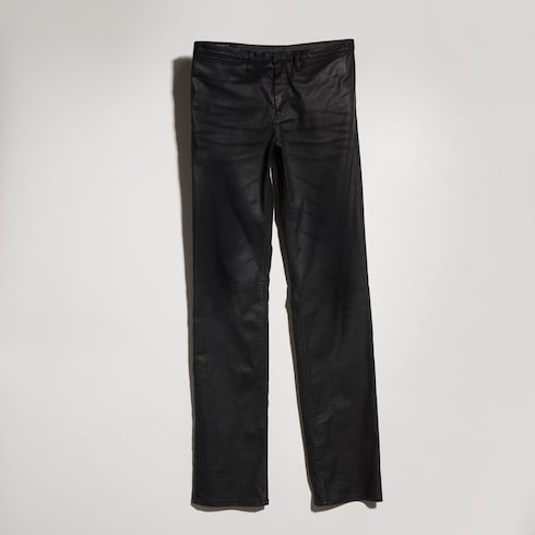 Pantalones de denim de sarga de algodón elástico con revestimiento
