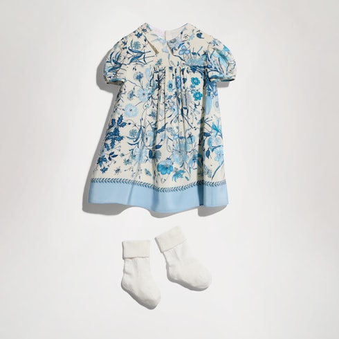 Vestido de crêpe de chine con estampado para bebé