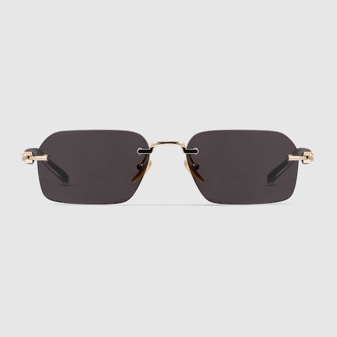 Rectangular-frame sunglasses in gold metal | GUCCI® US