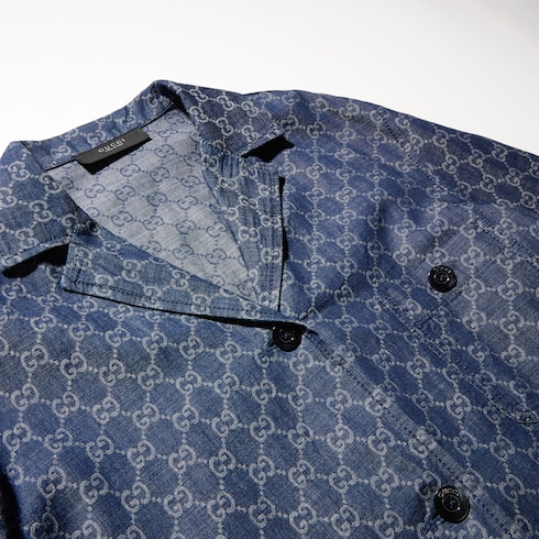 Chamarra de mezclilla de algodón de jacquard con GG