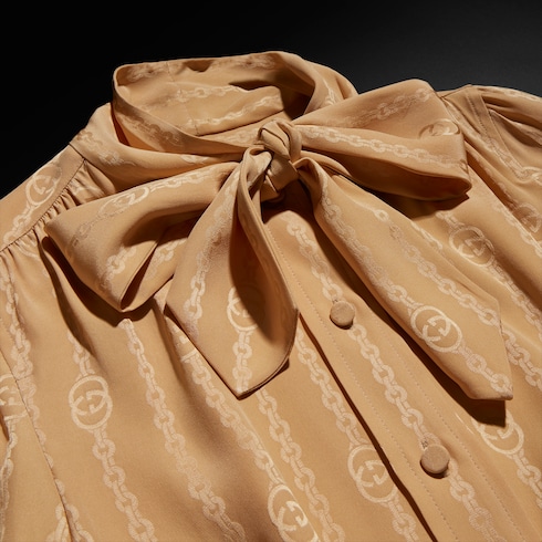 Chemise en jacquard de soie à motif chaîne GG enlacés