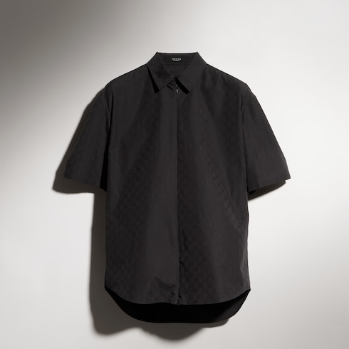 Camicia con zip in popeline di cotone GG